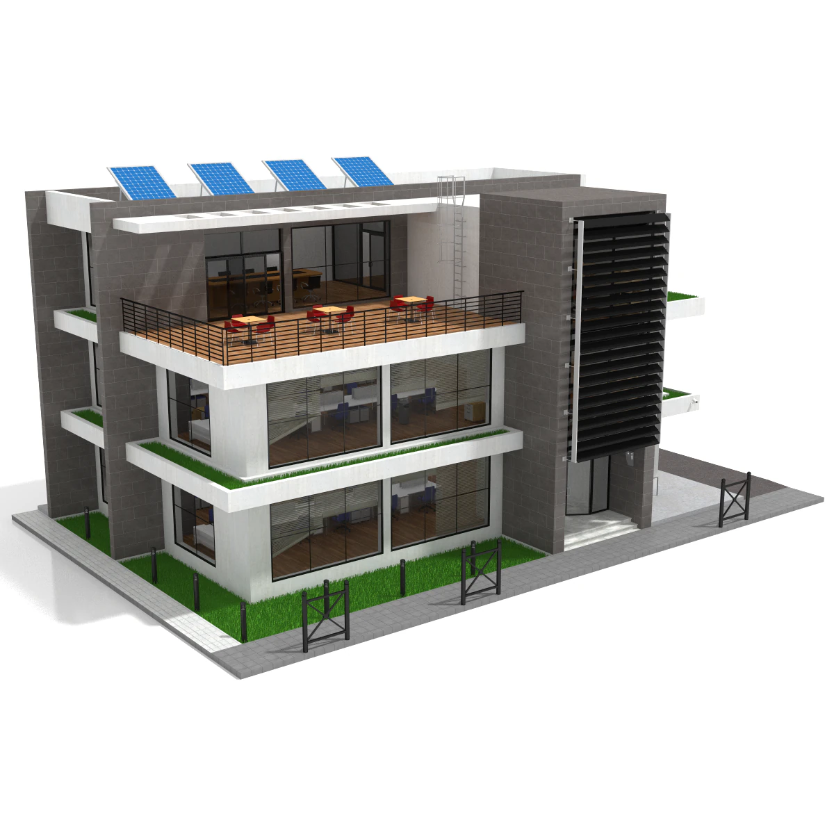 office building 4 3D Model .c4d .max .obj .3ds .fbx .stl .blend 
