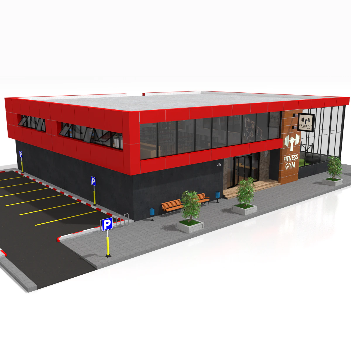 fitness center 3D Model .c4d .max .obj .3ds .fbx .stl .blend