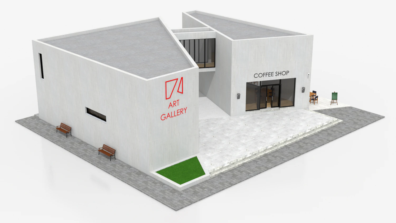 contemporary art gallery 3D Model .c4d .max .obj .3ds .fbx .stl .blend 