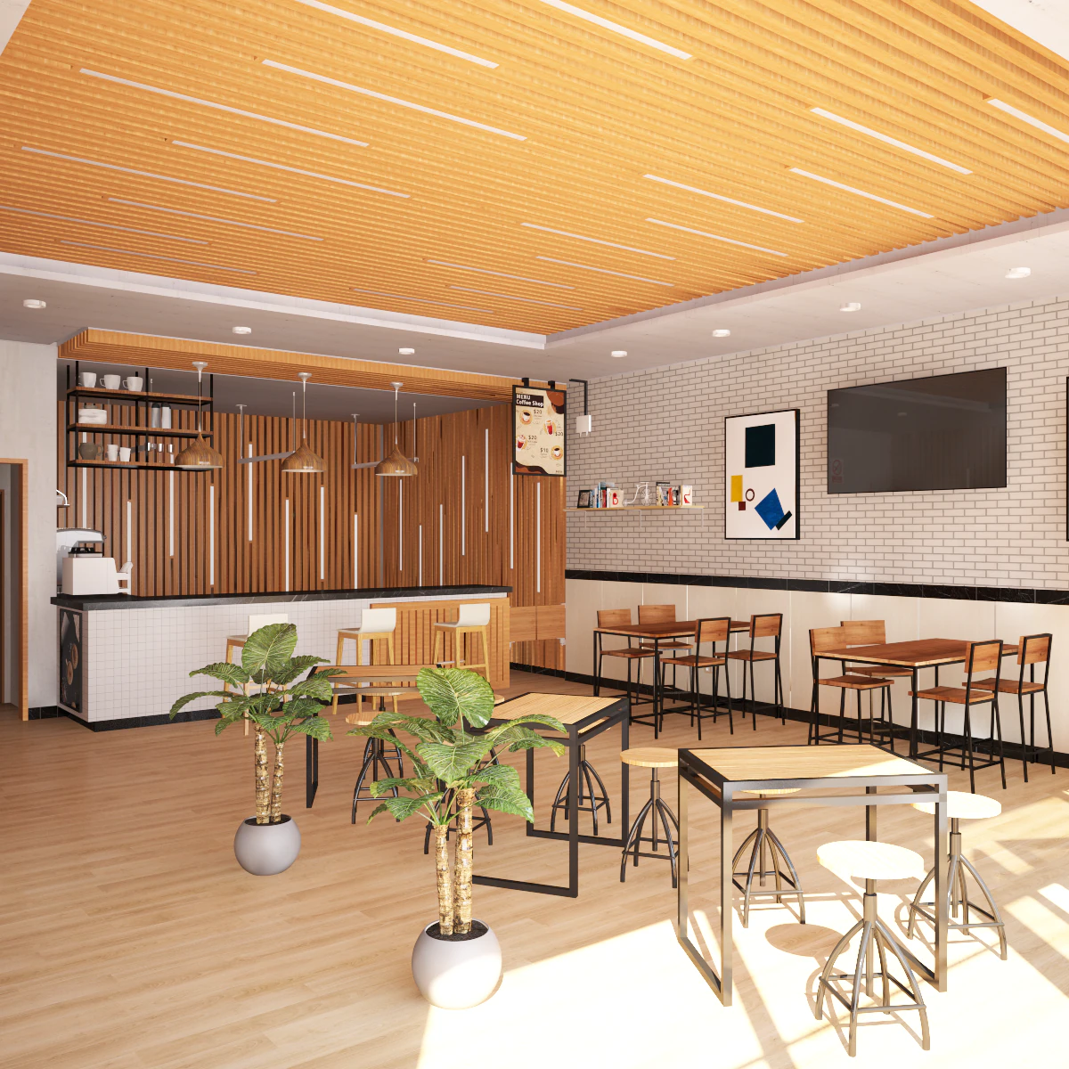 cafeteria 3D Model .c4d .max .obj .3ds .fbx .stl .blend 