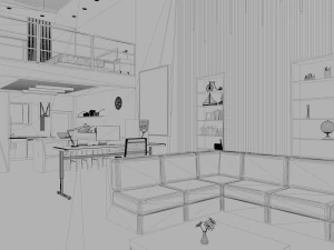 dubleks evin i&ccedil; kısmı 3D Model