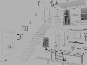 duplex house interior 3Dモデル