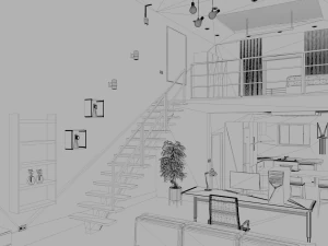 dubleks evin i&ccedil; kısmı 3D Model