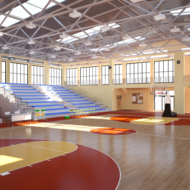 school gymnasium Model 3D .c4d .max .obj .3ds .fbx .stl .blend 