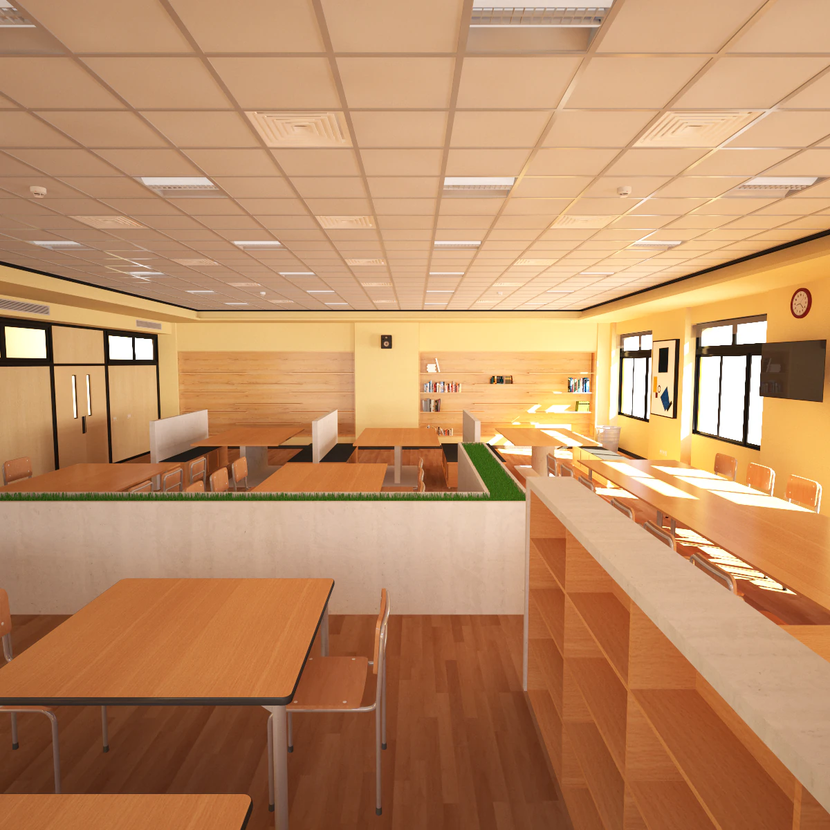 university study room 3D Model .c4d .max .obj .3ds .fbx .stl .blend 