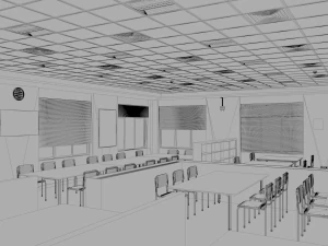 university study room 3D Model