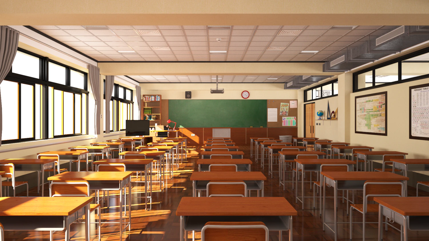 japanese classroom 3D Model .c4d .max .obj .3ds .fbx .stl .blend 