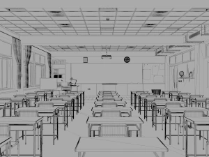 japanese classroom 3D Model