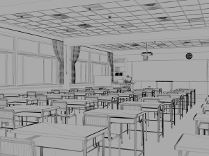japanese classroom 3D Model