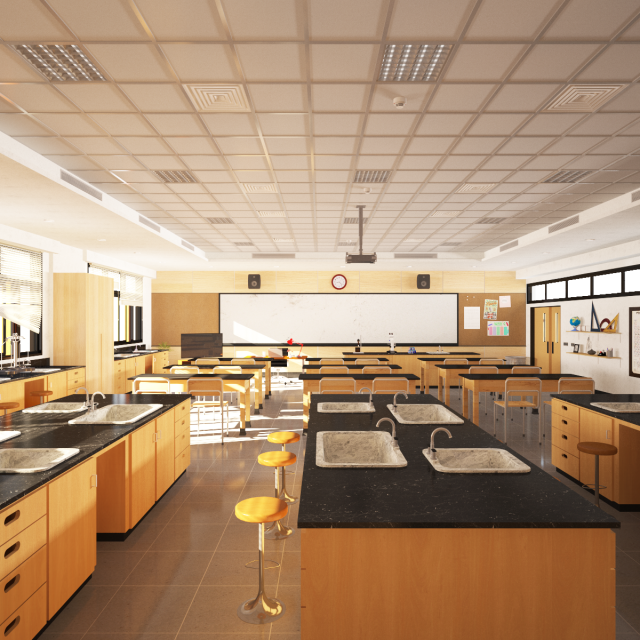laboratory classroom 3D 模型 .c4d .max .obj .3ds .fbx .stl .blend 