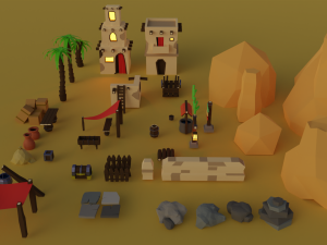 lowpoly set - kit 25 types things 3D Model