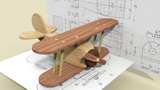 airplane childrens toy wooden 3D 모델 .c4d .max .obj .3ds .fbx .stl .blend 