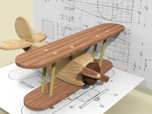 airplane childrens toy wooden 3Dモデル