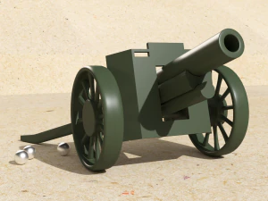 canhão de bola de aço fixiki Modelo 3D