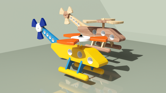 helicopter wooden toy Modelo 3D .c4d .max .obj .3ds .fbx .stl .blend 