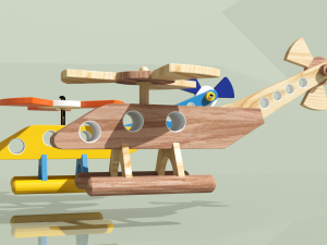 helicopter wooden toy Modelo 3D