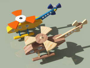 helicopter wooden toy Modelo 3D