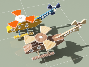 helicopter wooden toy Modelo 3D