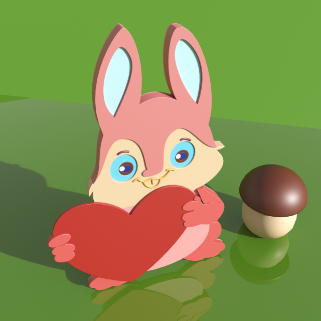 bunny and fungus wooden 3D Model .c4d .max .obj .3ds .fbx .stl .blend 