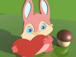 kelinci dan jamur kayu Model 3D
