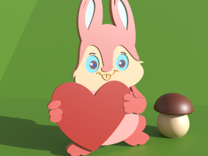 bunny and fungus wooden 3D Model
