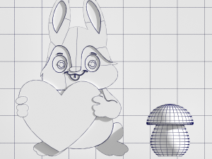 bunny and fungus wooden 3D Model
