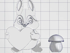 bunny and fungus wooden 3D Model