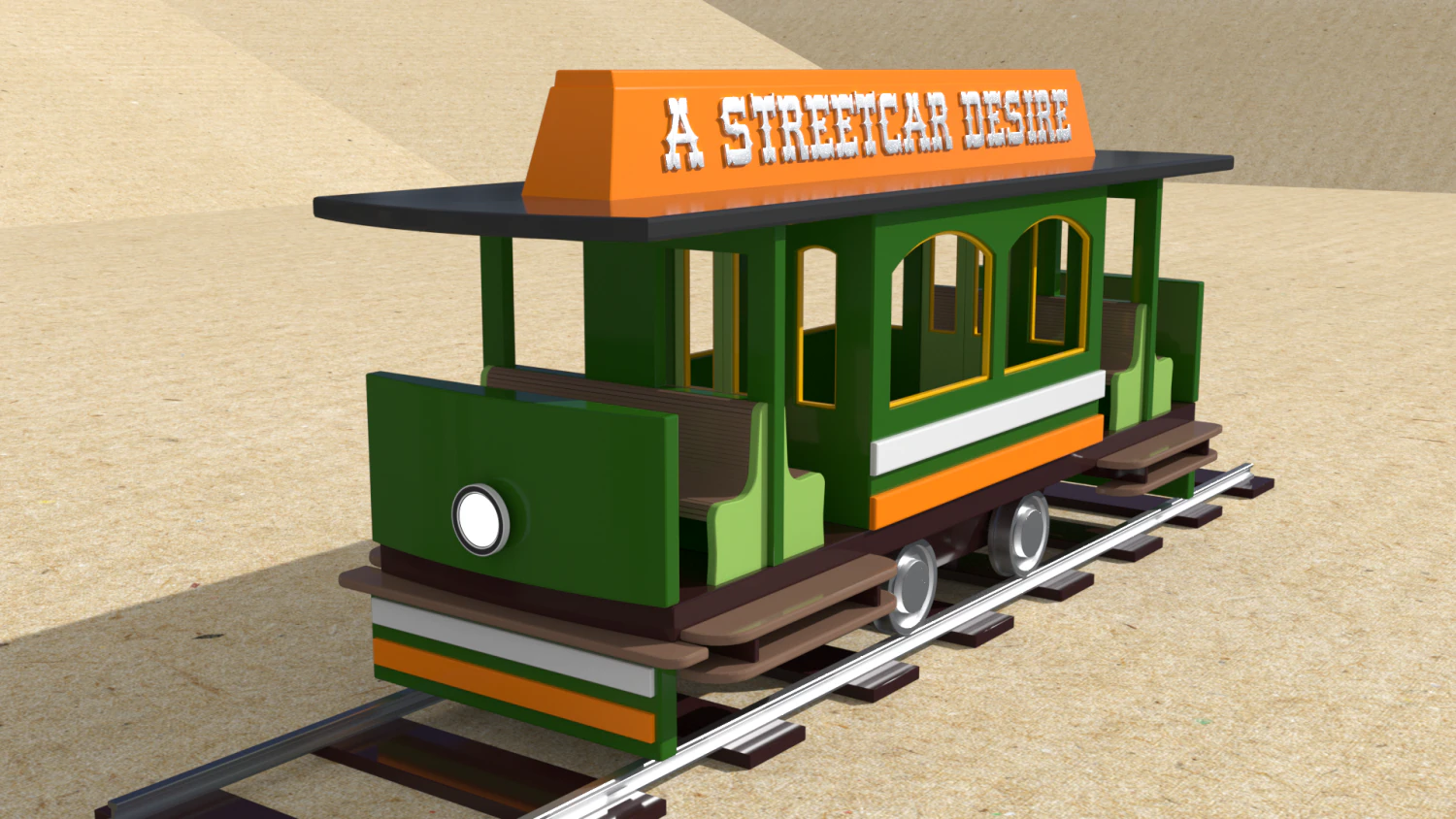 toy model vintage tram a streetcar named desire 3D Model .c4d .max .obj .3ds .fbx .stl .blend 