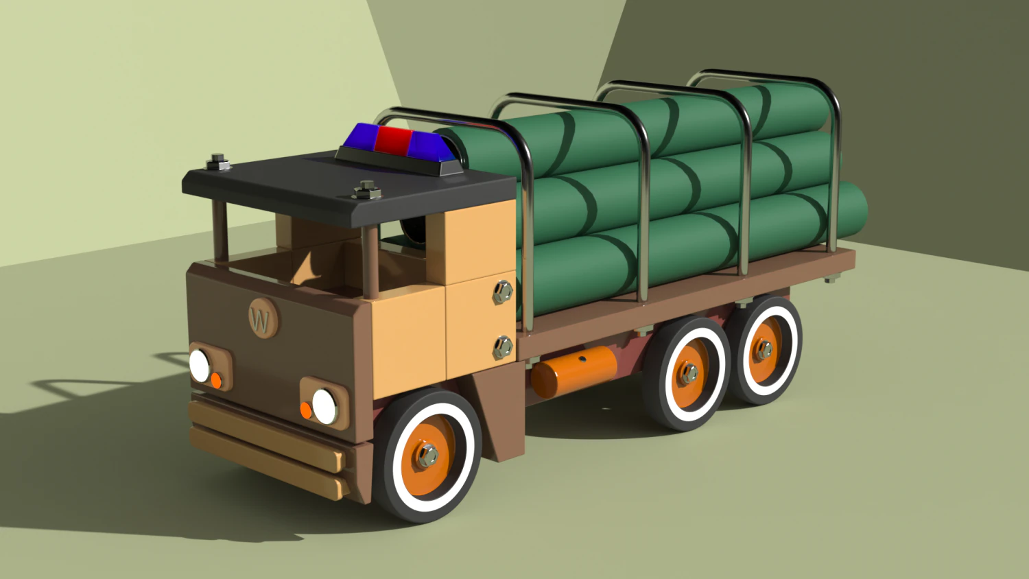 pipe transport truck 3D Model .c4d .max .obj .3ds .fbx .stl .blend