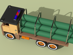 pipe transport truck Model 3D