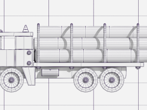 pipe transport truck Model 3D