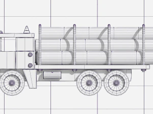 pipe transport truck 3D Model