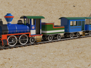 locomotive with wagons union pacific railroad 3D Model