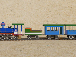 locomotive with wagons union pacific railroad 3D Model