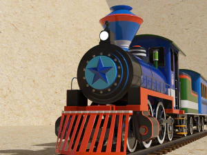 locomotive with wagons union pacific railroad 3D Model