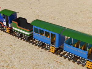 locomotive with wagons union pacific railroad 3D Model