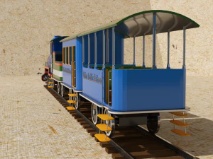 locomotive with wagons union pacific railroad 3D Model