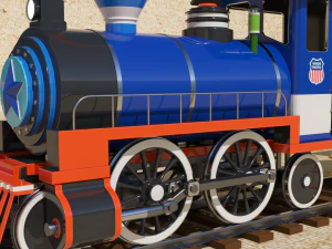 locomotive with wagons union pacific railroad 3D Model