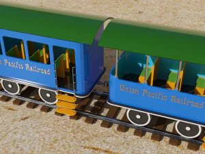 locomotive with wagons union pacific railroad 3D Model