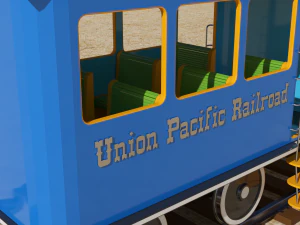 locomotive with wagons union pacific railroad 3D Model