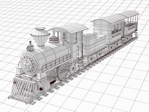 locomotive with wagons union pacific railroad 3D-Modell