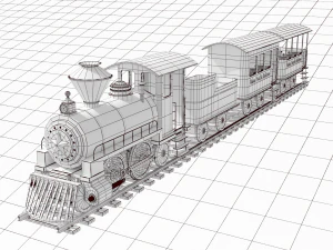 locomotive with wagons union pacific railroad 3D Model