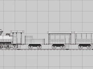 locomotive with wagons union pacific railroad 3D Model