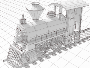 locomotive with wagons union pacific railroad 3D-Modell