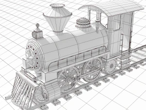 locomotive with wagons union pacific railroad 3D Model