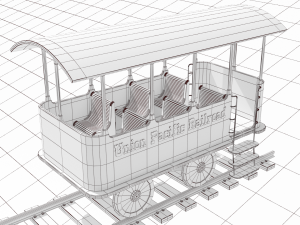 locomotive with wagons union pacific railroad 3D-Modell