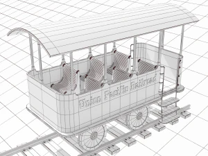 locomotive with wagons union pacific railroad 3D Model