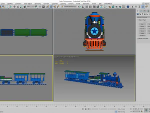 locomotive with wagons union pacific railroad 3D Model