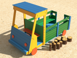 truck at the playground with stump logs 3D Модель