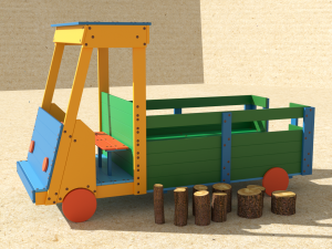 truck at the playground with stump logs Modelo 3D
